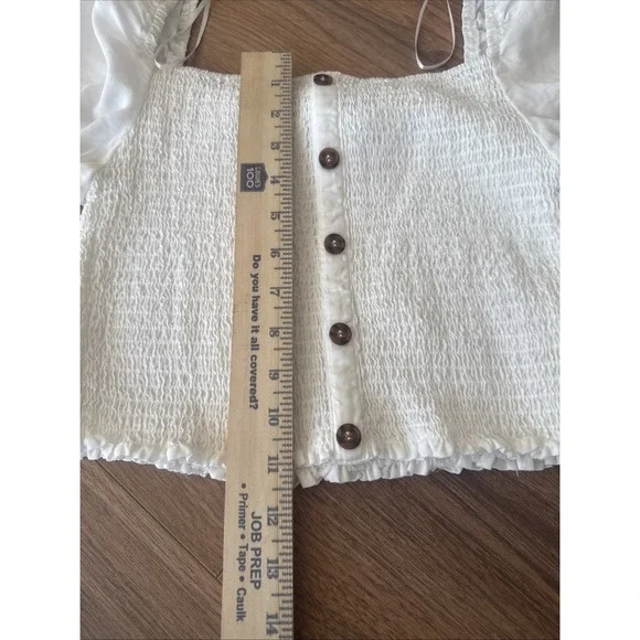 NEW Love Tree White puff sleeve crop top Size M - Picture 6 of 9